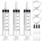 60ml Spritze mit Schlauch, 3 Stück wiederverwendbare Spritzen 60ml (50ml) Set, Spritze ohne Nadel für wissenschaftliche Labore, Gartenbewässerung, Industrie