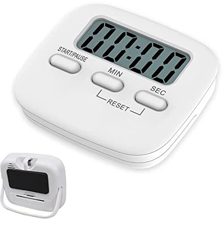 ILantule Minuteur de Cuisine,avec chronomètre, Alarme puissante et Compte à rebours,pour Cuisiner, Jouer,Réunion(Blanc)