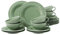 Seltmann Weiden Beat Color Glaze Teeservice 18-teilig | Brotteller (17 cm), Teetassen (140 ml) und Teeuntertassen (14 cm) für 6 Personen | Geschirr mit Rillenrelief | Porzellan | Salbeigrün