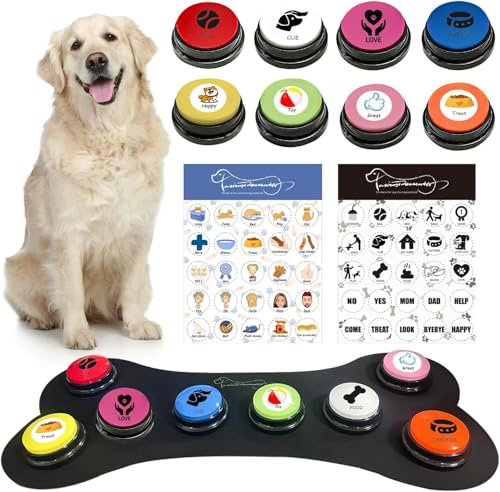 Boutons pour Chien,Boutons de Dressage pour Chien Boutons de Communication pour Chien, avec Tapis de Boucle de Chien imperméable et antidérapant et 50 Autocollants de scène