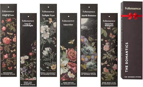 Folkulture Räucherstäbchen Rose, Oud Incense Sticks (Set mit 6/120) | ochwertiger romantischer Räucherstäbchen 45 Minuten