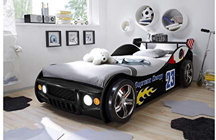 Möbel Akut Autobett Rennwagen Energy in schwarz Jugendbett Kinderbett 90x200cm Kinderzimmermöbel