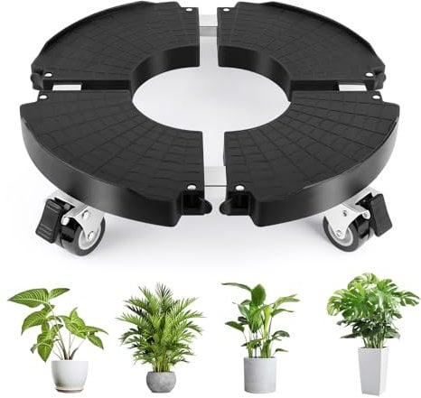 Porte Plante a roulettes, Réglable Ø 35-48cm, Capacité De 150 KG Supports de Pots de Fleurs à roulettes pour Support de Pot de Fleur