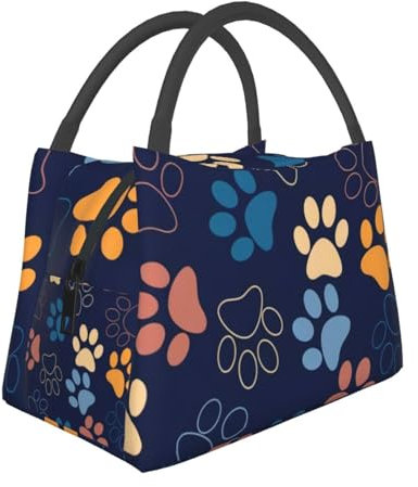 OPSREY Lunch-Tasche mit niedlichem Hundepfoten-Aufdruck, tragbar, isoliert, kühl, Lunch-Organizer