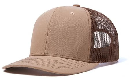 Wambere Truckercap Herren,Trucker Cap mit Mesh Netz,Meshcap größenverstellbar Baseball Cap,Sommer atmungsaktive Sun Cap,mit verstellbarem Schnallenverschluss für Draußen,Sport und Reisen,Khaki+Kaffee