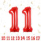 Palloncini compleanno 11 anni Rosso -40 pollici-Decorazioni compleanno di un uomo donna di 11 anni-Pallone numero gonfiabile in foil beige 11 anni