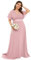 Ever-Pretty Women's Elegant V-Neck Short Sleeves Empire Waist Floor Length Plus Size Evening Dresses Dusty Rose 30UK
