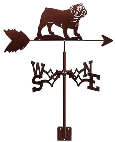 Wetterfahnen-Messwerkzeuge, Wetterfahne mit Anti-Rost-Beschichtung, Wetterhahn, Ornament, Windrichtungsanzeige, Gartenstecker, Kunstdekoration (Bulldogge)