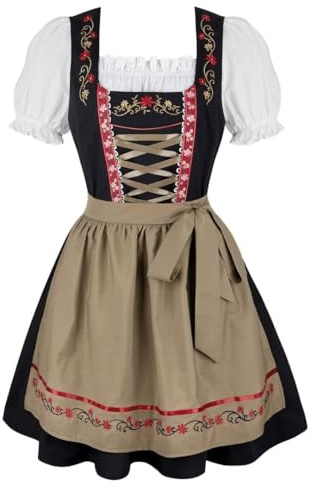 Grebrafan Robe Oktoberfest Femme Dirndl Costume Bavarois Braun | Deguisement Oktoberfest Femme