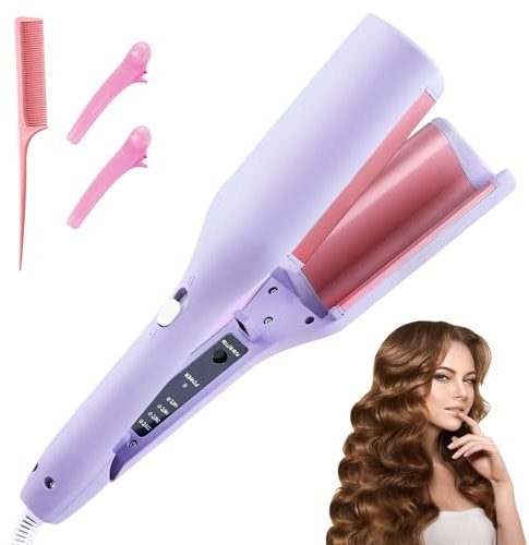 Afenau French Egg Curling Iron, 32MM Mermaid Hair Waver, 4 Gears Fast Heating, V-Shaped Waver for Short & All Hair Types