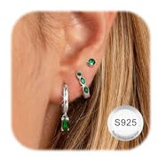 JeweBella 3 Paar Ohrringe Silber 925 Set für Damen Hypoallergen 14K Vergoldet Kleine Ohrstecker Silber 925 Creolen Stapelbar Zirkonia FlatBack Ohrstecker Knorpel Ohrringe Set für Mehrere Piercings