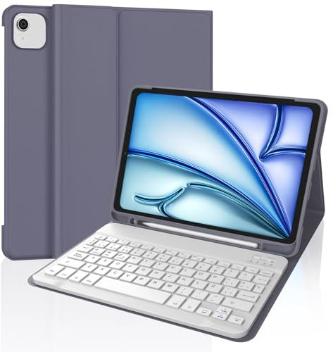 SENGBIRCH Teclado para iPad Air 11 M2,2024/M3,2025, Bluetooth Magnética Desmontable, Español Ñ Funda Teclado para iPad Air M2 2024/M3 2025 11 Pulgadas, Púrpura Lavanda