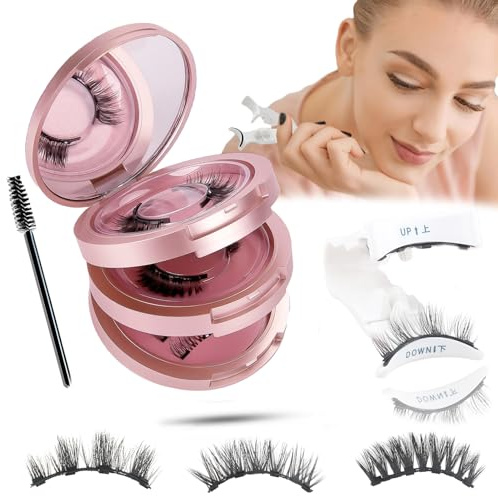Magnetische Wimpern 4 Paare Magnet Wimpern Natürlicher Look Magnetische Wimpern Testsieger mit Zange Magnetwimpern ohne Eyeliner Künstliche Wimpern Magnetisch Wiederverwendbar 3D Magnetic Lashes