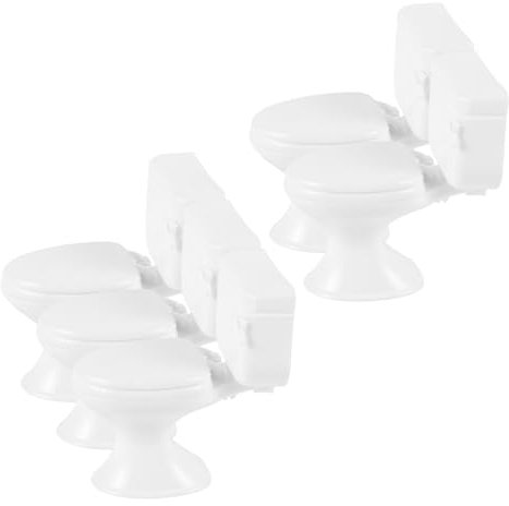JOINPAYA 5st Toilettenmodell Toilette Kuchendeckel Mini-toilettenspielzeug Toilettenspielzeug Für Babys Puppe Toilette Puppenhaus Badezimmer Toilette Mini-toilettenzubehör Abs Weiß