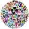 50 Dandys Stickers with 2 Dandy Keychain Dandys Worlds Figure Vinyl Waterproof DIY Sticker Decals for Party, Water Bottle Scrapbook Laptop Skateboard Computer for Teens Fans