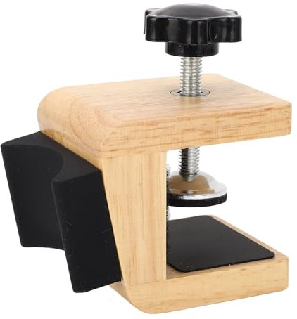 Guitar Neck Rest, Table Clamp Guitar Stand with Strap Anchor for Acoustic, Electric, Classical, Bass Guitars. Rubber Wood Crafted with Silicone Protection for Tabletops Up to 3.5cm