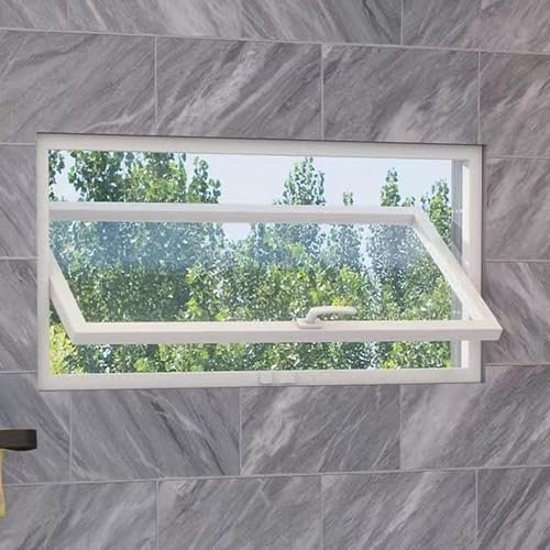 SDFVSDF Finestre Finestra a Ghigliottina in Metallo, Finestre di Ricambio in Vetro Temperato Trasparente con Maniglie, Finestre Ventilate Rotanti per Bagno e Cucina a Filo(White,WxH 40x24in)