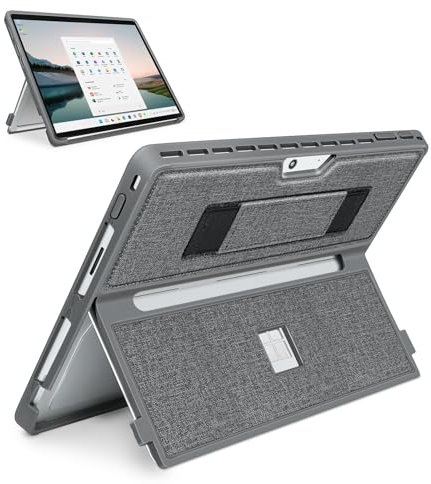 SSS·GRGB Protective Case for Microsoft Surface Pro 11/10/9/8 13-Inch - Slim All-in-One Rugged Cover with Hand Strap, Compatible with Type Cover Keyboard & Adjustable Multi-angle Stand (Gray)