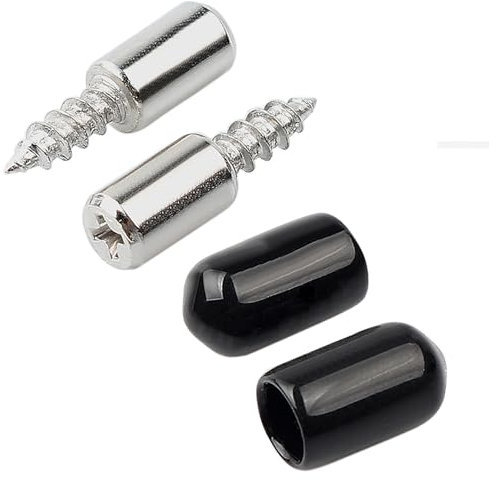 Self Tapping Screws, 50 Pcs M5 Iron with Nickel Plating and Black Rubber Sleeve for Cabinet Laminate, Furniture Cabinet and Wardrobe Board Support (50)