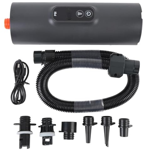 Cordless Air Pump 10 PSI Digital Display 2000mAh Battery | ABS and PA housing, for tents kayaks boats beds, 6 nozzles and Type C charging, 90W high pressure inflator
