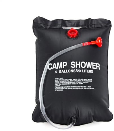 5 Gallonen/ 20L Solar Camping - Solar Duschbeutel | Duschen mit heißem Wasser tragbarer Camping -Duschbeutel, Camping -Duschbeutel, Nylonseile für Wanderfliegen im Freien (schwarz)