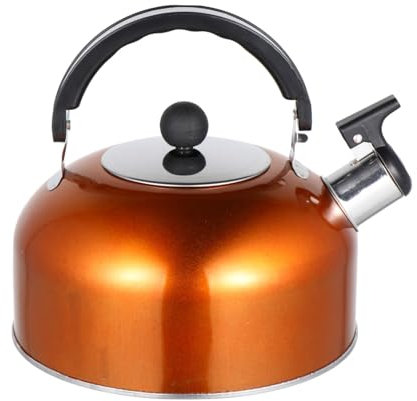 SOLUSTRE Bollitore Verde Bollito Fischio Brocca Acqua Pieghevole Tazze Da Tè Classico Con Infusore Scalda Latte In Acciaio Fornello Urna Versare Filtrato Caldo Arancione