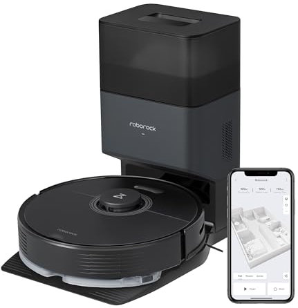 roborock Q7 Max+ Robot aspirapolvere con stazione di aspirazione, spazzola in gomma piena, aspirazione 4200Pa, robot pulitore PreciSense LiDAR Navigazione e mappatura 3D, tappeti, peli di animali, app