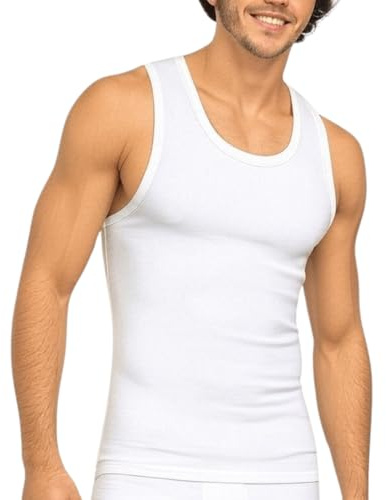BeMyco Set 3 Canottiere Uomo Cotone Spalla Larga – Canotta Intima Uomo Bianca, Traspirante e Comoda, Ideale per Ogni Stagione – Taglie M a 3XL