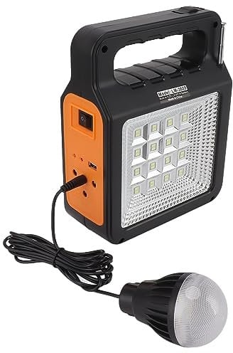 Gsycle Solar Power Bank, 6000mAh Bright Headlight Panel Light 3 Bulbs Portable Handle Solar Generator Power Station for Camping Travel