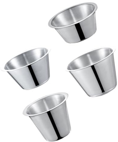 Alipis 4pièces Lot De Ramequins à Sauce Acier Inoxydable Ramequins Individuels Porte-sauces Tasses à Sauce Pour Condiments