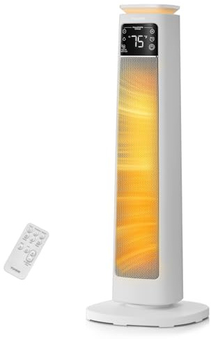 Fohere, termoventilatore a risparmio energetico, 2000 W, silenzioso, per ambienti grandi, camera da letto, soggiorno, ufficio, oscillazione di 70°, telecomando, timer da 12 ore, protezione contro il