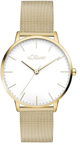 s.Oliver Damenuhr - 34 mm - Flache, Zeitlose, alltagstaugliche, analoge Armbanduhr für Damen mit Quarzwerk - 3 ATM wasserdicht - Kratzfest - Geschenkidee