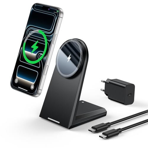 NANAMI 25W MagSafe Ladegerät mit 30W USB-C Adapter, Superschnell Desktop Wirelss Charger, Magnetisches induktive ladestation für iPhone 17 Air 16 Pro Max 15 Plus 14 13 12 Mini Airpods, Pixel 10 Pro