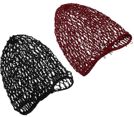 Haarnetzhaube Schlafmütze für Haarschutz, 2 Stück, Polyester, Schwarz | Handgefertigt, Elastische Passform, Hält Haare Ordentlich, Geeignet zum Schlafen für Personen