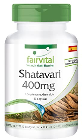 fairvital Shatavari 400mg Kapseln, 180 Kapseln, HOCHDOSIERT, 400mg pro Kapsel, VEGAN, Asparagus racemosus, Indischer Spargel