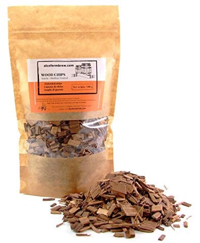 AlcoFermBrew Trucioli di Legno Acacia 100g per Vino Birra Sidro Grappa Whisky - Chips Natural