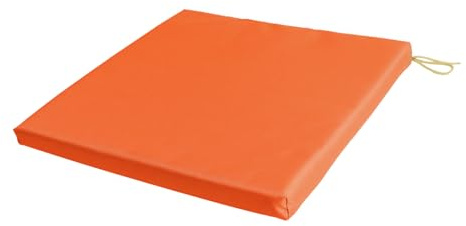 SOFTILLO Patio Chair Cushion with Seat Ties - Indoor and Outdoor Furniture Seating - Water-Resistant Polyester - Kitchen Dining, Lawn & Garden - 36 x 36 cm - Orange