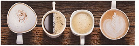 andiamo Teppich Läufer Kitchen mit ruschhemmender Rückseite - Küchenteppich PVC Küchenläufer Flur Läufer Teppichläufer 50 x 150 cm Kaffeetassen