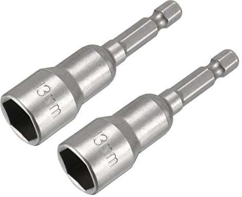 Sourcingmap 2 Pcs 1/4 Quick-Change Hex Shank 13mm Magnetic Nut Setter Driver Drill Bit, 65mm Length, Metric