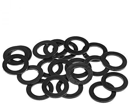 sourcing map 20 Stück Gummi Unterlegscheiben Flache Unterlegscheiben Schwarz 39mm AD 25mm ID 25mm Dick Distanzhülsen Dichtungsringe Beilagscheiben für Wasserhahn Rohr Wasserschlauch