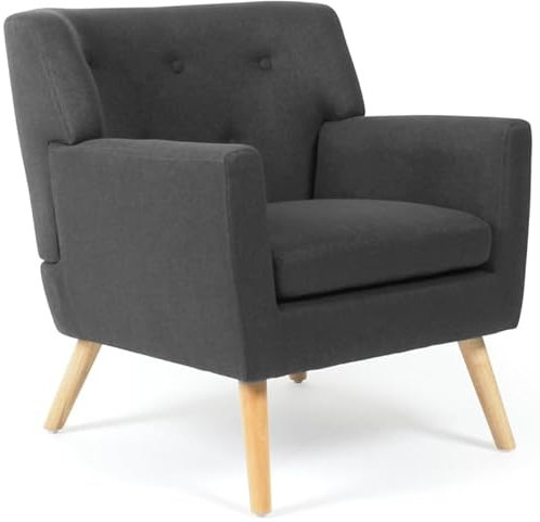 IDMarket - Skandinavischer Sessel LIV aus Stoff, anthrazitgrau