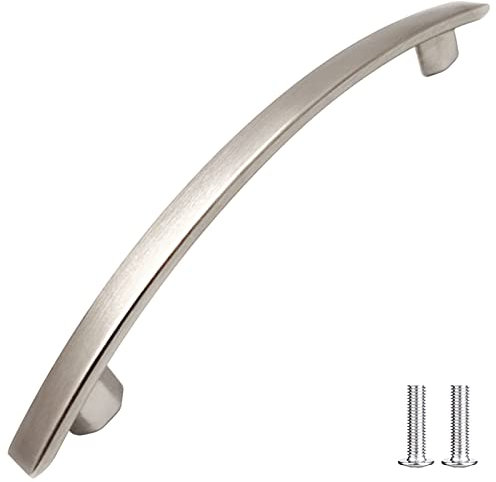 Decoranddecor Bow Polished Chrome Kitchen Bathroom Bedroom Cabinet Door Knobs Drawer Furniture Handles (128mm Hole Center, Brushed Chrome)