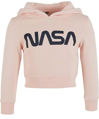 Mister Tee Mädchen Kids NASA Cropped Hoody Kapuzenpullover, Rosa (Pink 00185), 164 (Herstellergröße: 158/164)