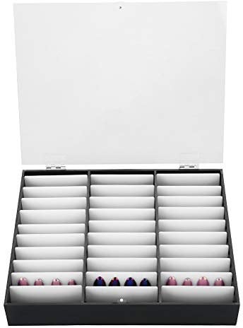Nail Art Tips Display Box, Empty Nail Tips Storage Box Fake Nail Display Case Nail Tips Organizer Holder Nail Decoration Container(Black)