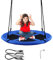 Costway Balançoire Nid d'Oiseau Ronde Ø 100CM, Charge Maximal 150KG, Balançoire Extérieure pour Enfants et Adultes, Hauteur Réglable de 100 à 180CM (Bleu)