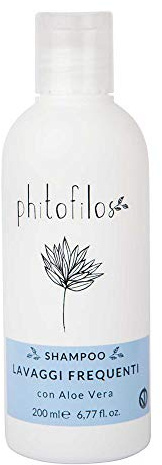PHITOFILOS Shampoo für häufiges Waschen mit Aloe Vera, 200 ml, 100 % vegan, Ecobio COSM049