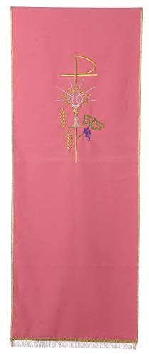Rosa Pultbehang aus 100% Polyester mit XP, Kelch, Hostie und Ähre