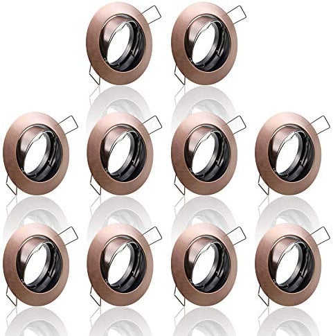 10x SET Einbaustrahler + GU10 für 230V alt Kupfer Schwenkbar rund Einbau Spots Decken Strahler Leuchte Spots Deckenleuchte Lampe Einbauleuchte Einbaurahmen 104S-TP SC