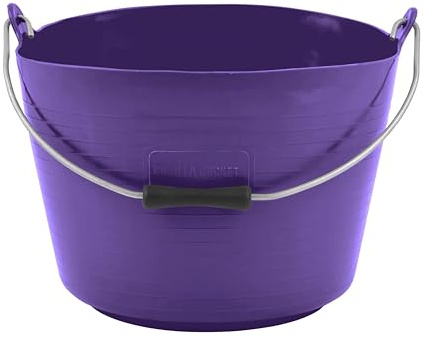 Red Gorilla Bucket Flexible Horse Pony Feeding Builders or Gardeners Bucket Tub With Metal Handle 22 Litres Capacity for General Garden or Building Use (Purple)
