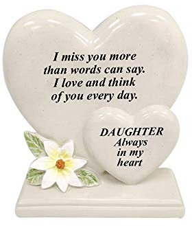 Adorno de tumba personalizable/placa conmemorativa con corazones dobles | Decoración de tumba regalo en el recuerdo amoroso de tus seres queridos fallecidos (hija)